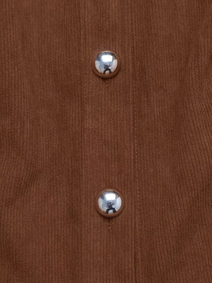 Button-Front Long Sleeve Dress