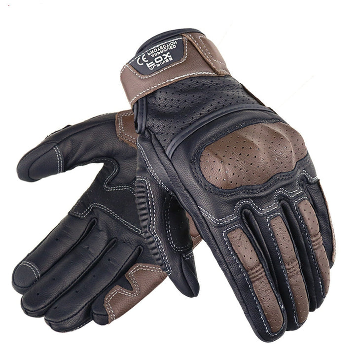 Breathable Touch Screen Motorcycle Riding Leather Gloves Men's Drop-resistant