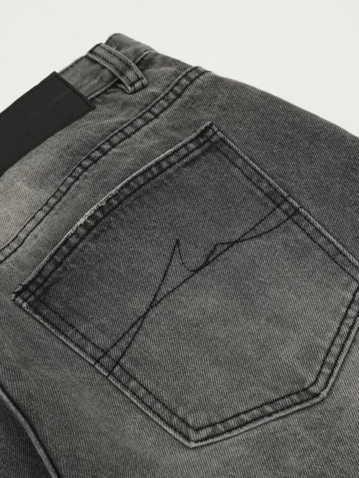 Men's Vintage Washed Distressed Wide-Leg Jeans
