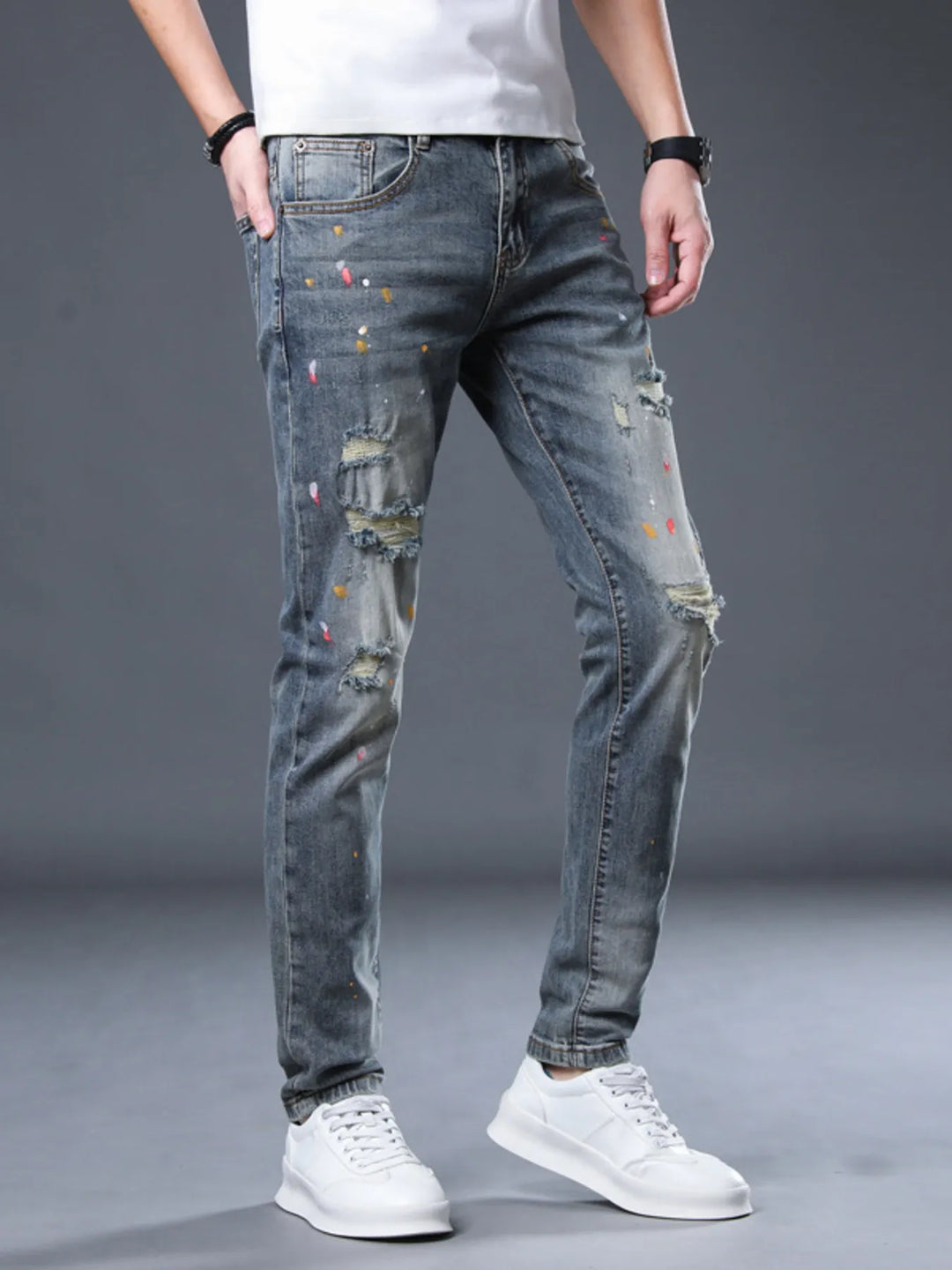 Men's Distressed Slim Fit Jeans