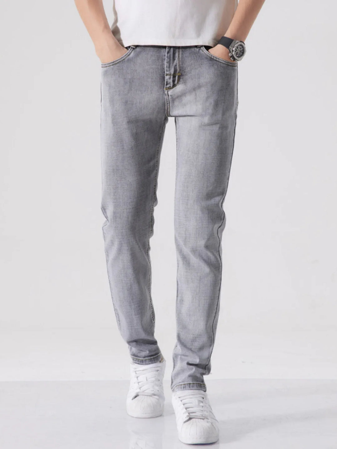 Men's Slim Fit Washed Jeans