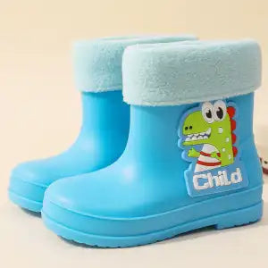 The Waterproof Shoes For Children In Dinosaur Are Thickened And Flexed
