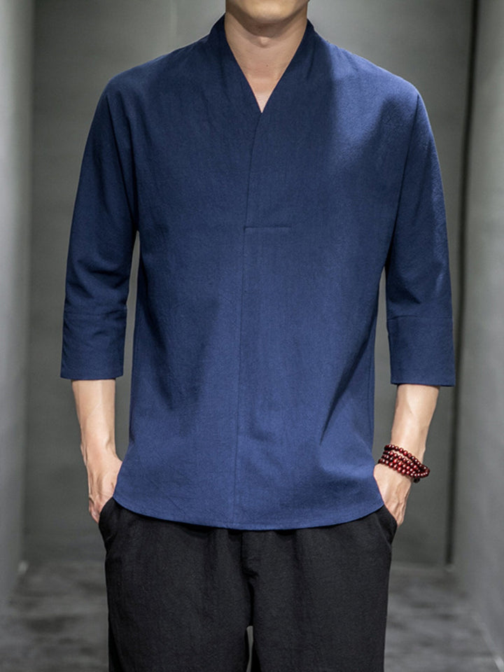 Men's Plus Size Loose Fit 3/4 Sleeve Shirt