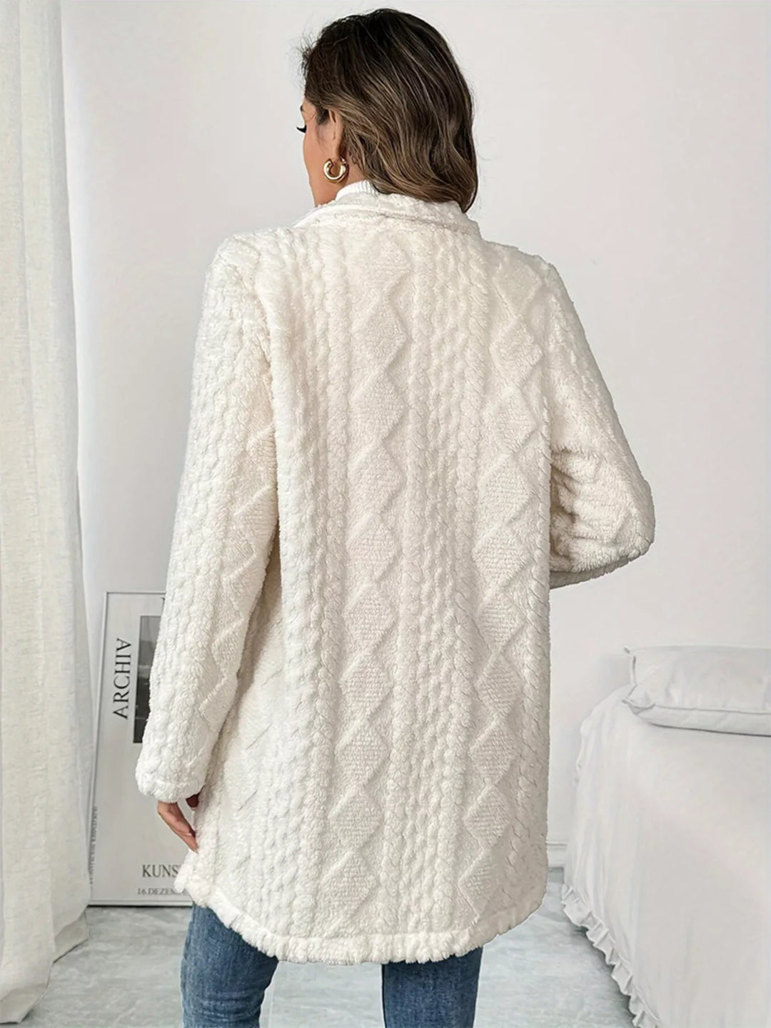 Fleece Double-Breasted Longline Coat