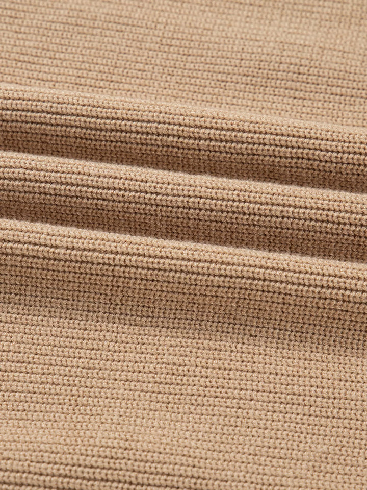 Pearl Embellished Keyhole Ribbed Sweater Dress