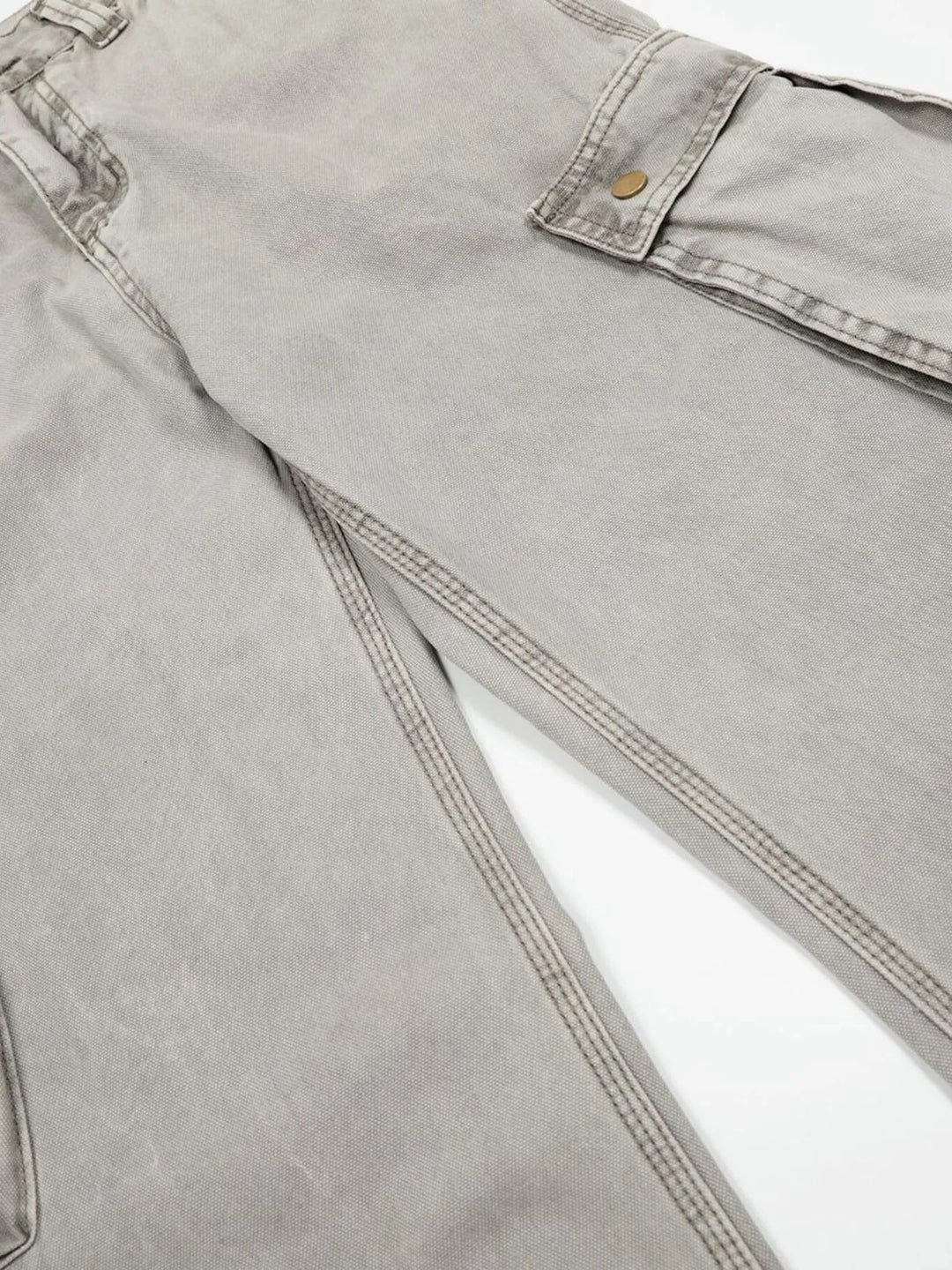 Men's Washed Wide Leg Cargo Jeans with Multiple Pockets