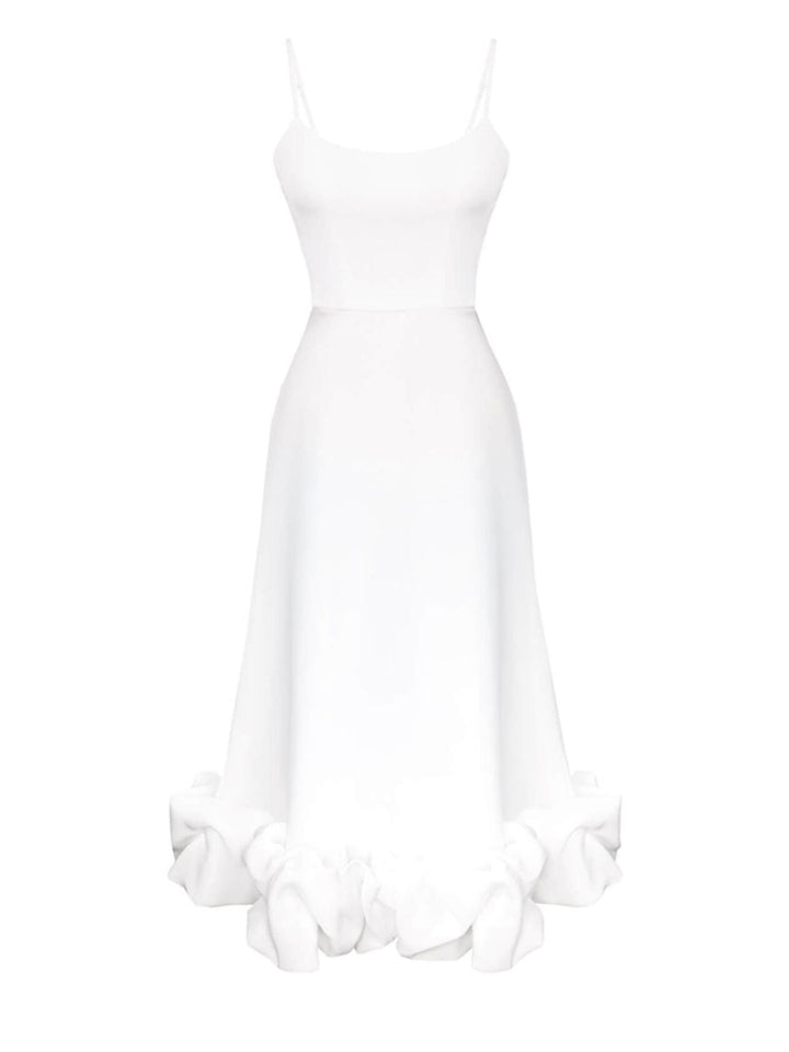 Ruffle Hem Scoop Neck Midi Dress