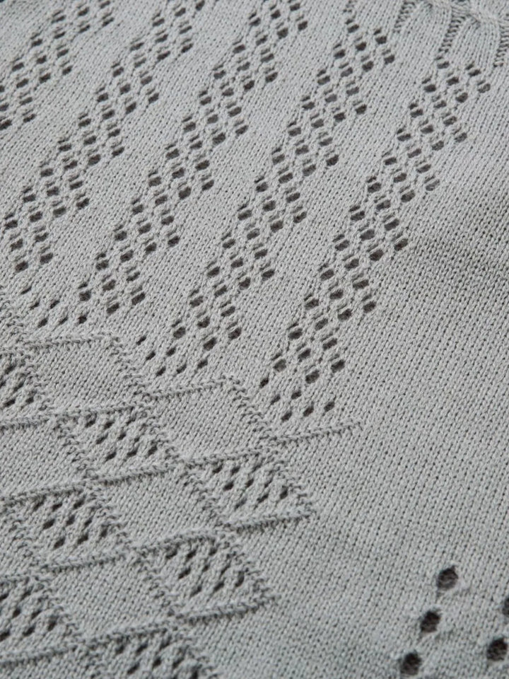 Men's Openwork Button Detail Knit Henley T-Shirt