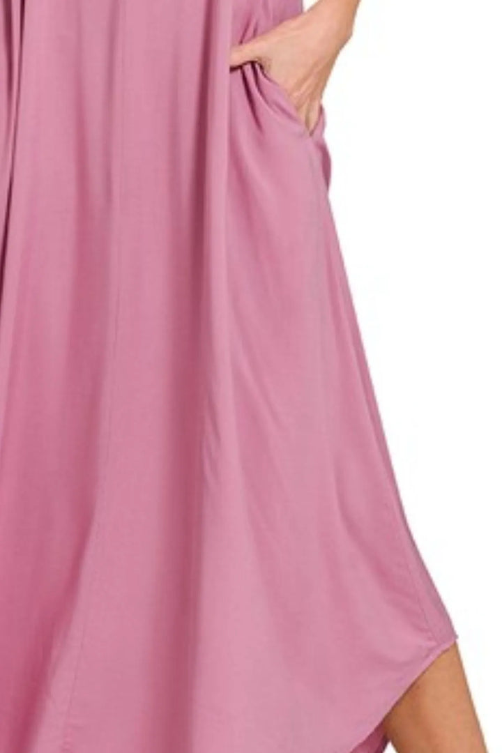 Zenana Woven Arc Hem Cami Dress With Flowy Pockets