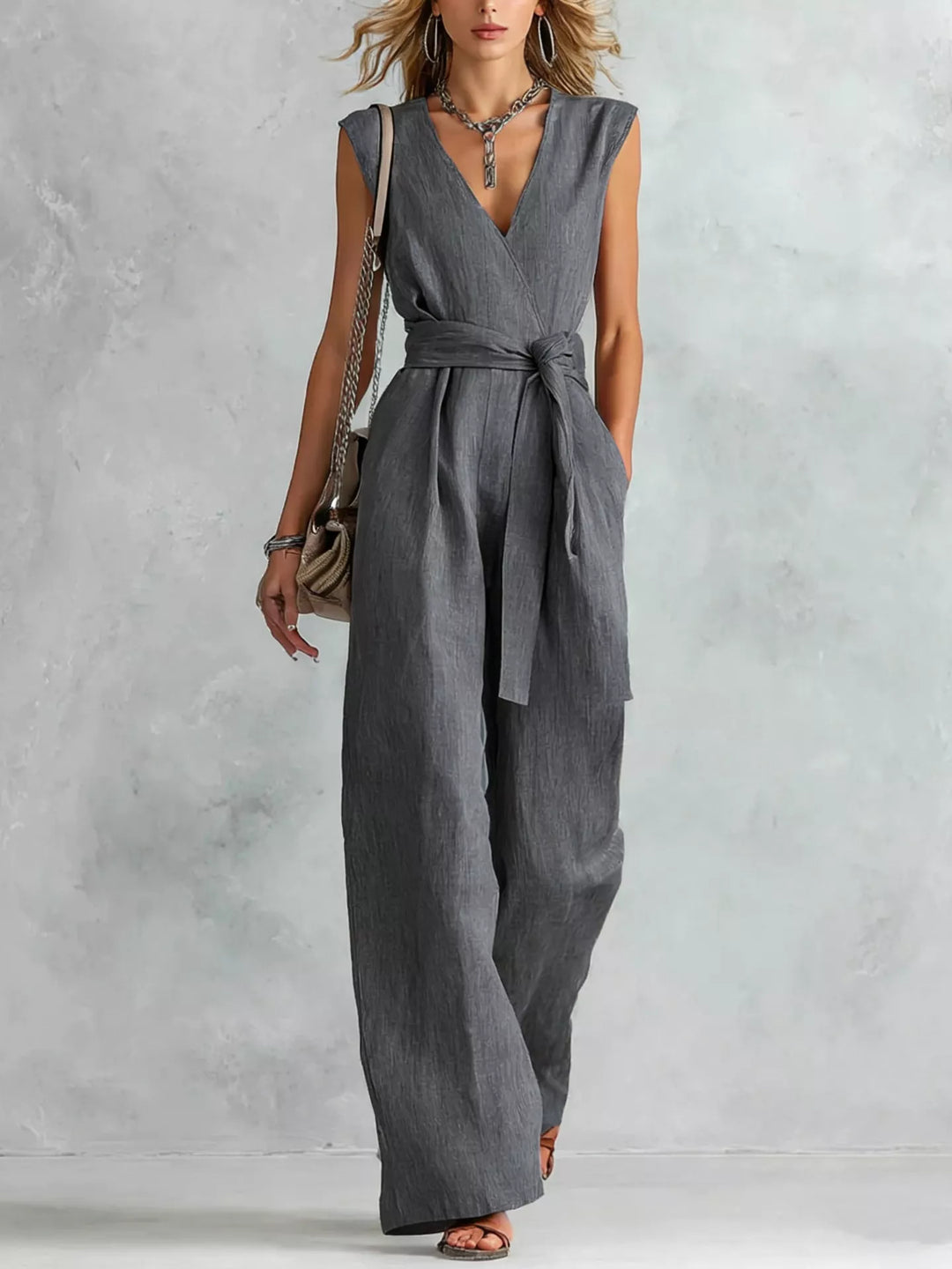 Sleeveless Wide Leg Jumpsuit