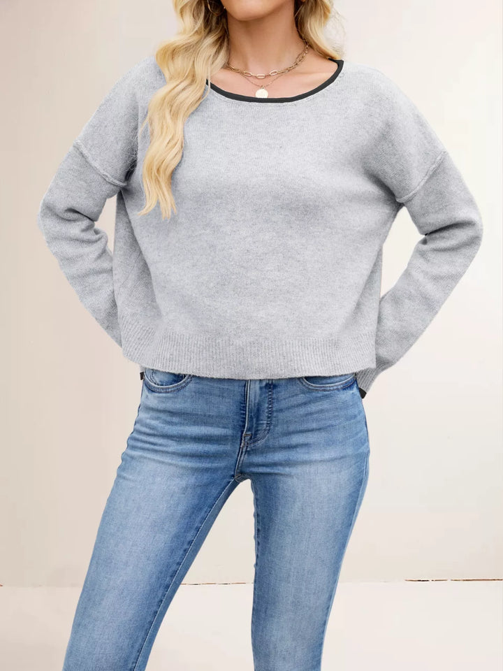 Round Neck Dropped Shoulder Sweater