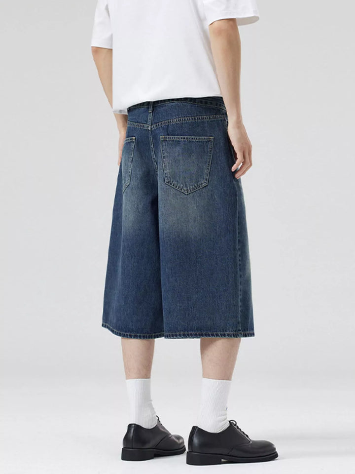 Men's Wide-Leg Denim Shorts