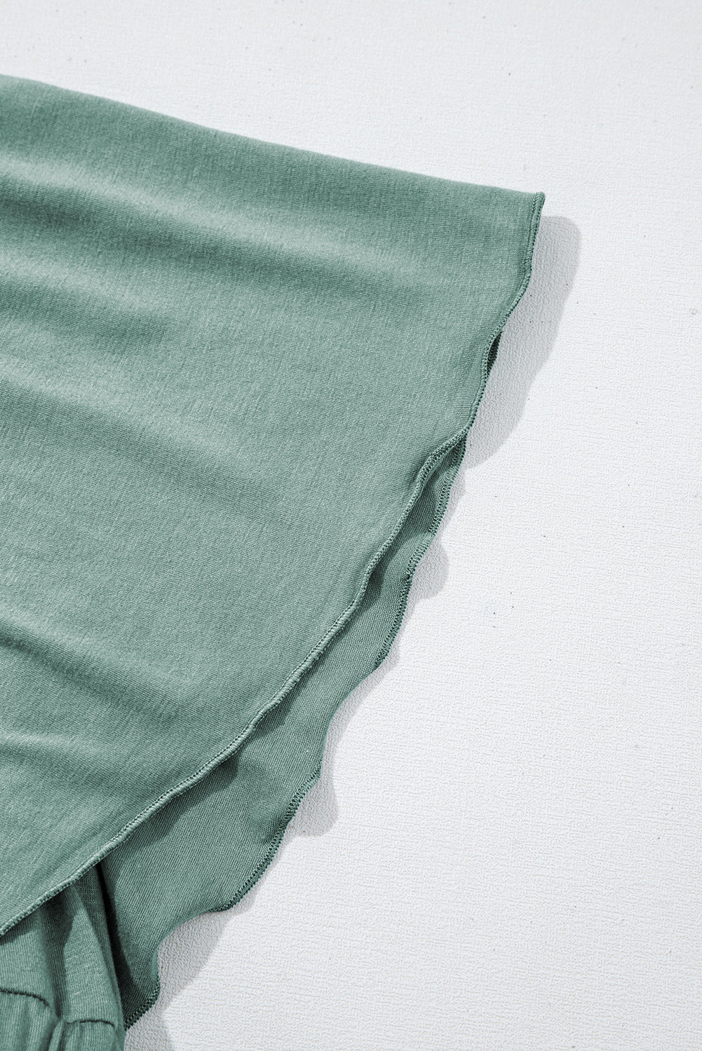 Green Textured V Neck Flutter Sleeve Ruffled Maxi Dress