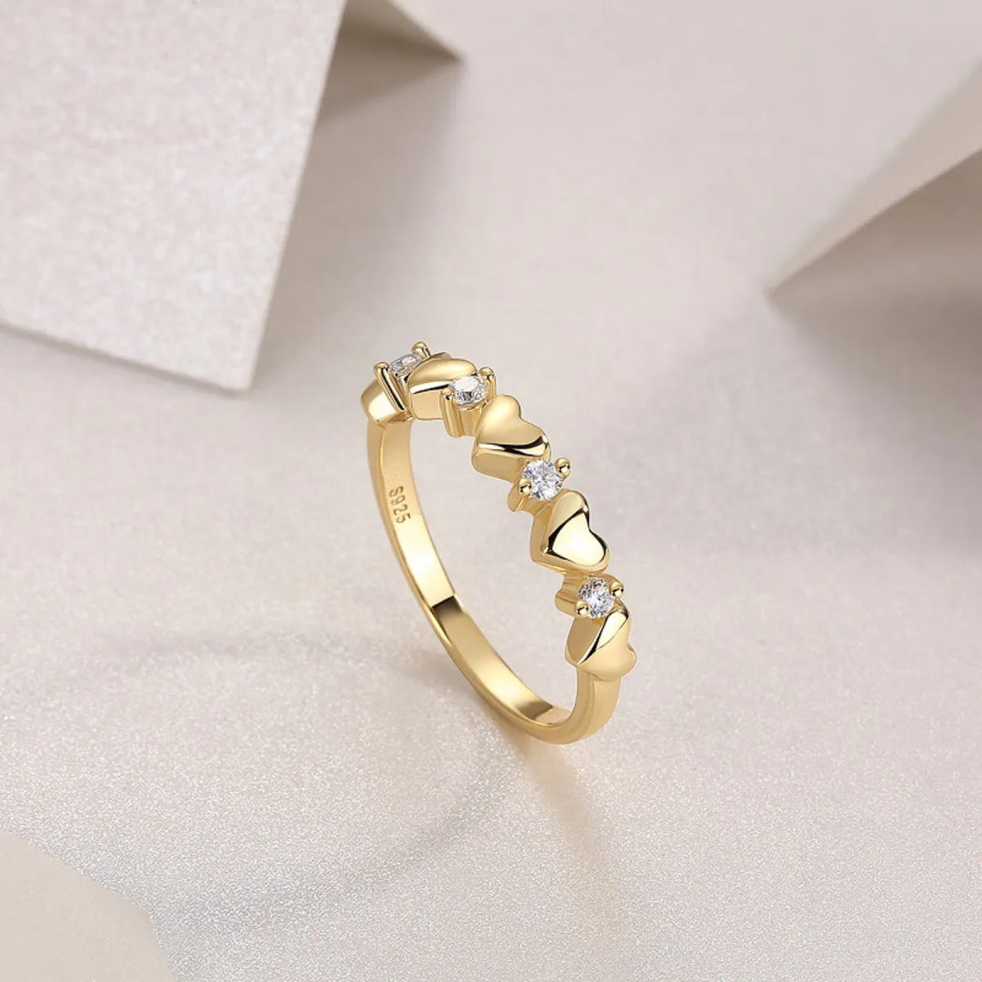 925 Sterling Silver Moissanite Heart Ring