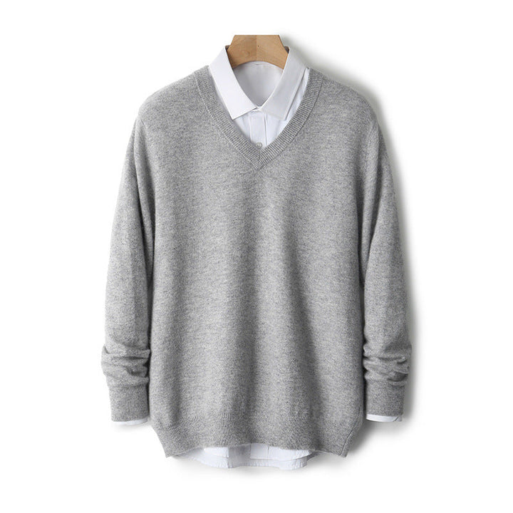 V-neck Cashmere Sweater Loose Fit Extra Thick