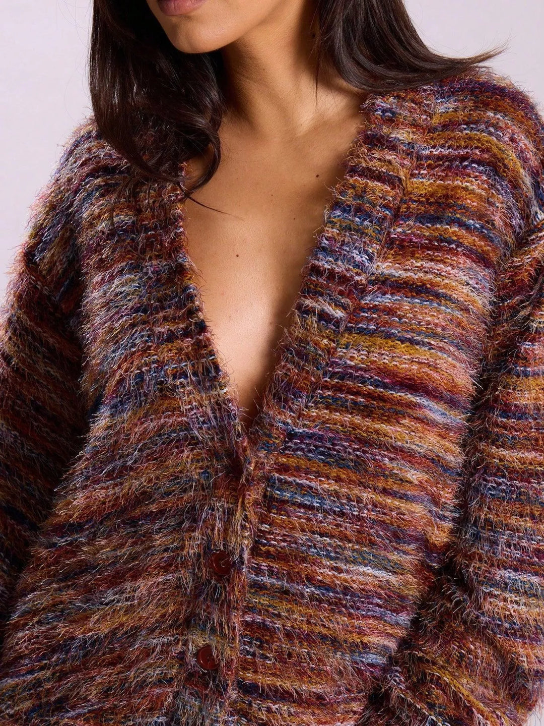 Chunky Knit V-Neck Button-Up Cardigan