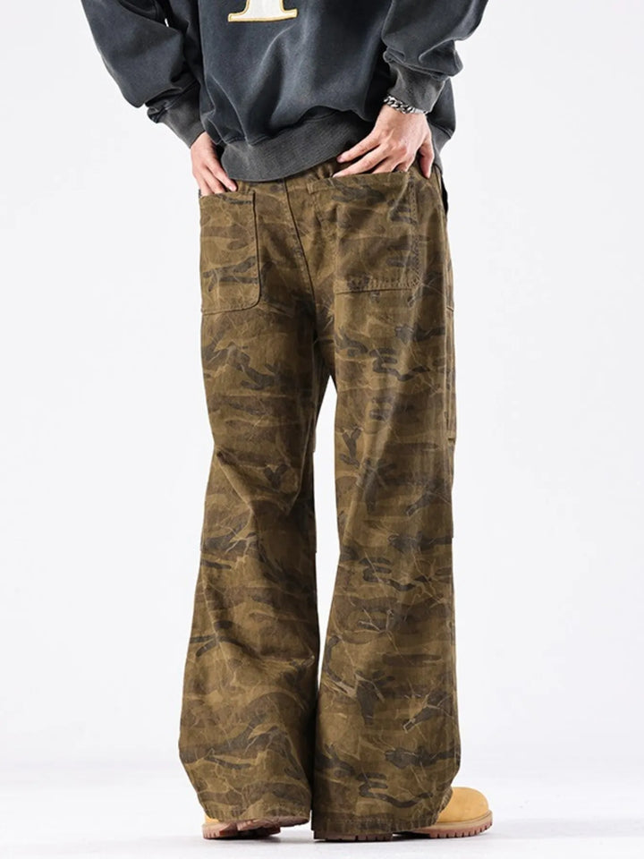 Men's Vintage Camouflage Wide-Leg Jeans