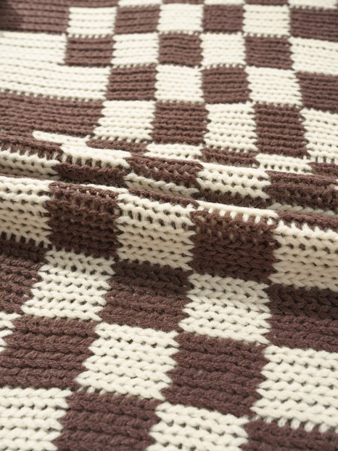 Checkerboard Pattern Sweater Cardigan