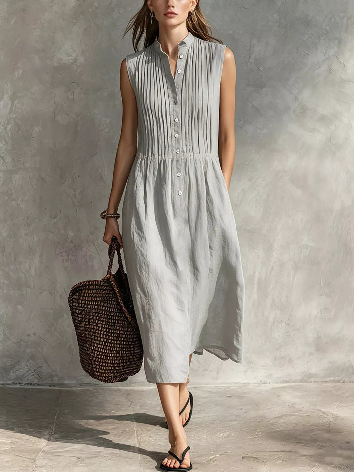 Full Size Sleeveless Button Front Midi Dress Plus Size