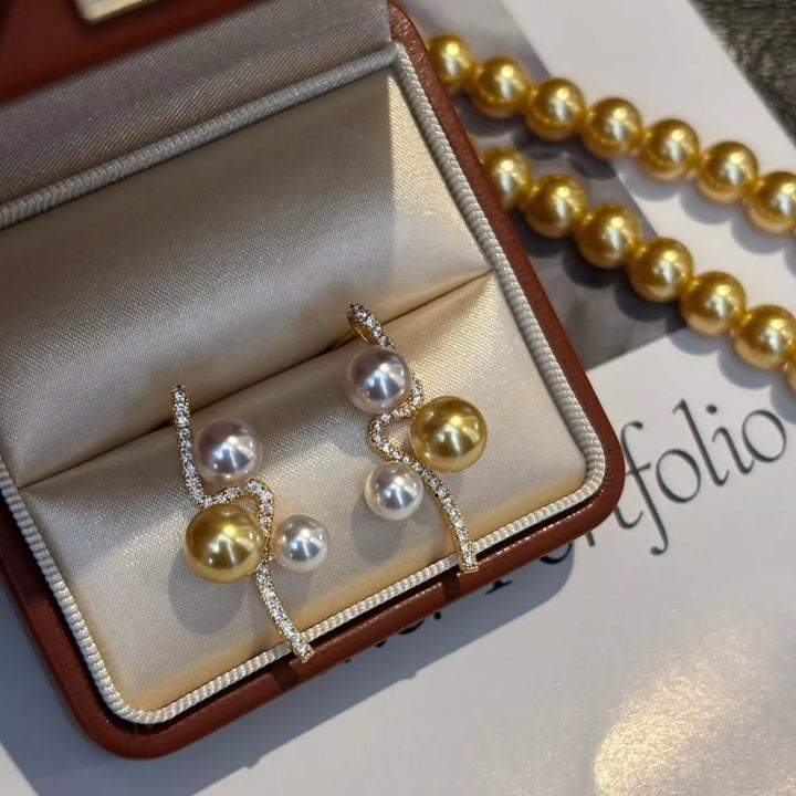 Pearl & Zircon Dangle Earrings