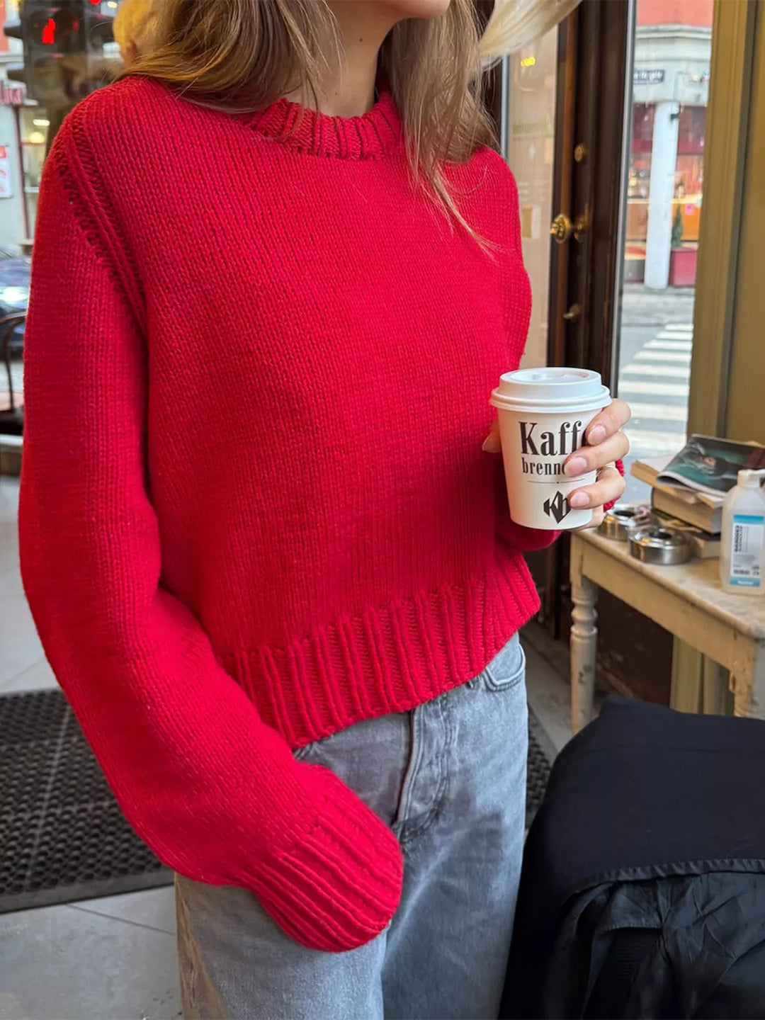 Ribbed Round Neck Sweater
