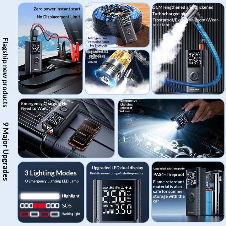 Portable Car Battery Starter With Air Pump