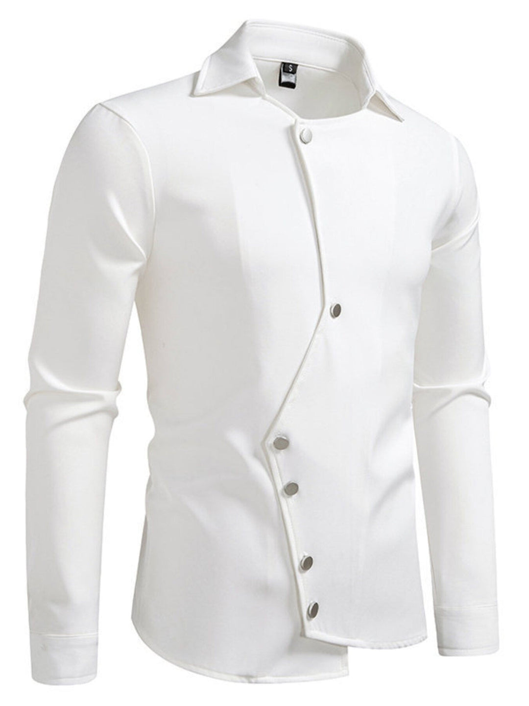 Men's Asymmetrical Button-Down Long Sleeve Shirt