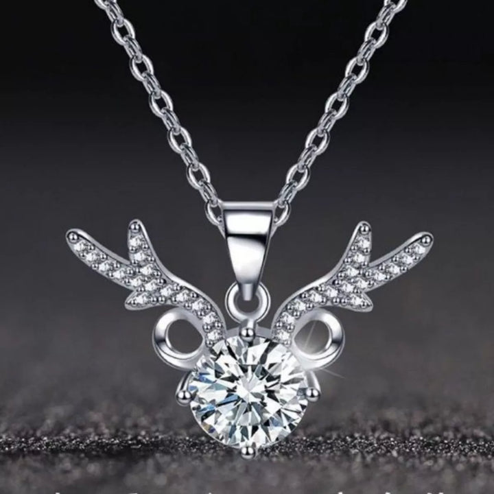 1 Carat Moissanite 925 Sterling Silver Antlers Necklace
