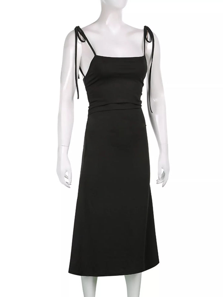 Ruched Tie Shoulder Midi Dress