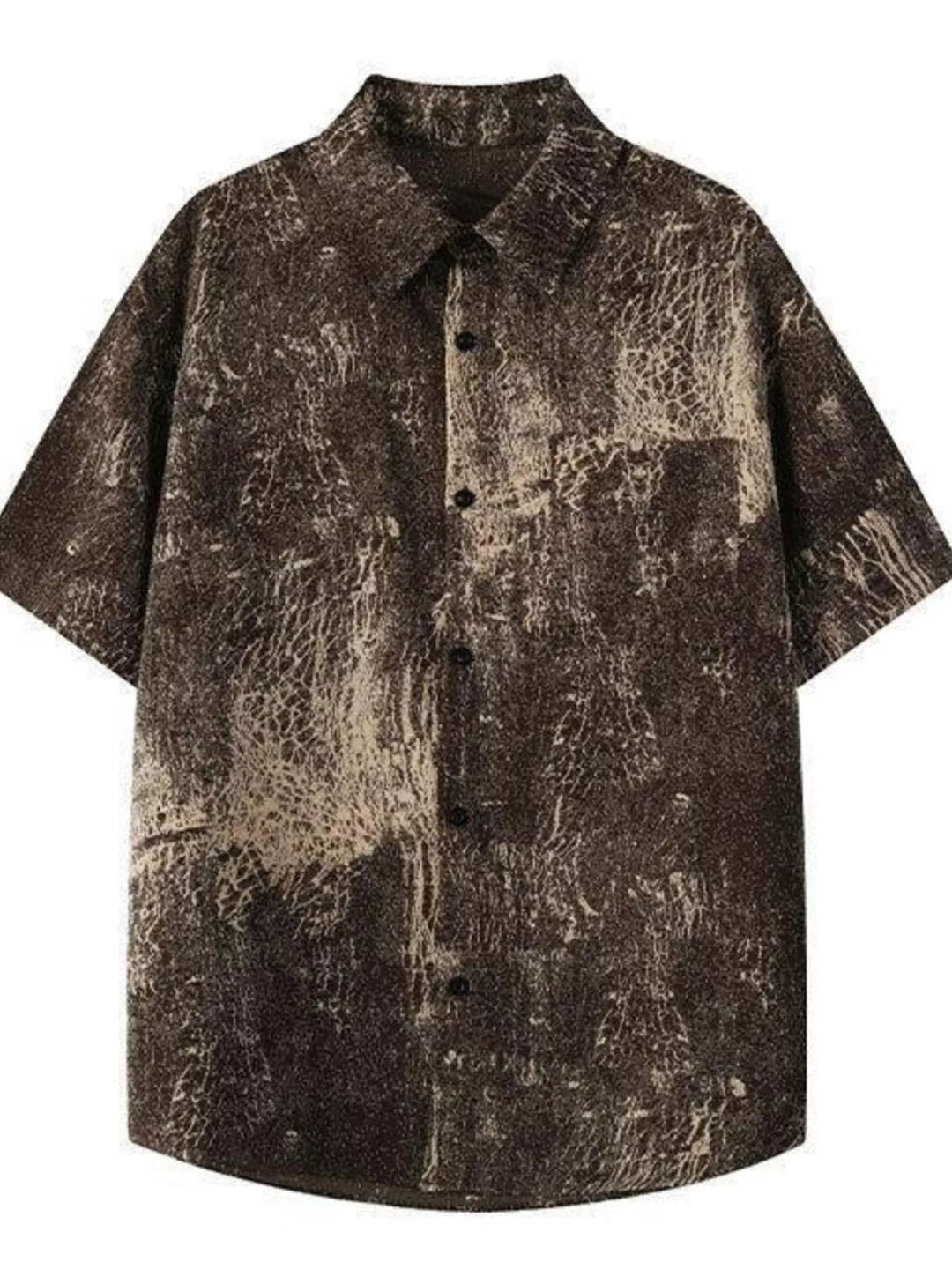Men's Plus Size Printed Button Up Short Sleeve Shirt