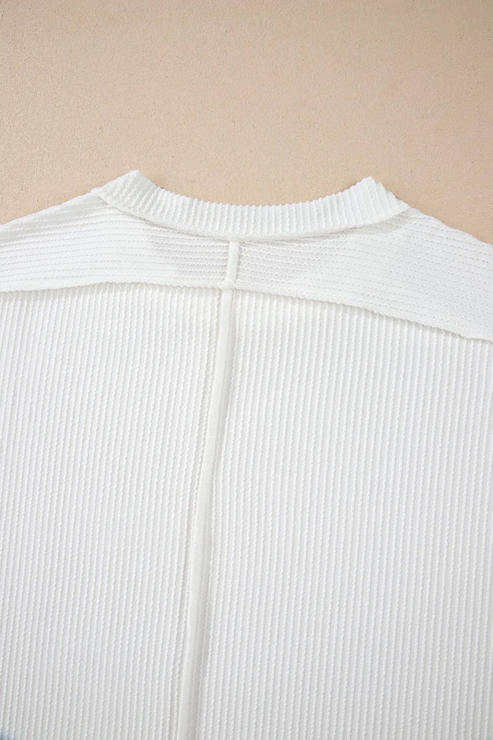 Casual Ribbed Short Sleeve Round Neck T-Shirt