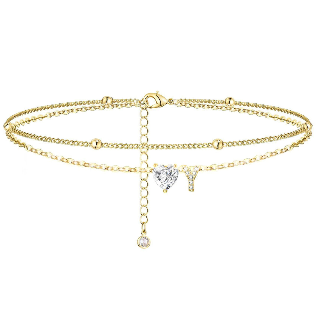 Womens Adjustable Delicate Versatile Double-layer Anklet Set