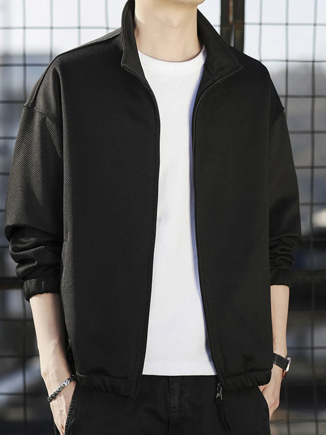 Men's Plus Size Zip Up Long Sleeve Jacket