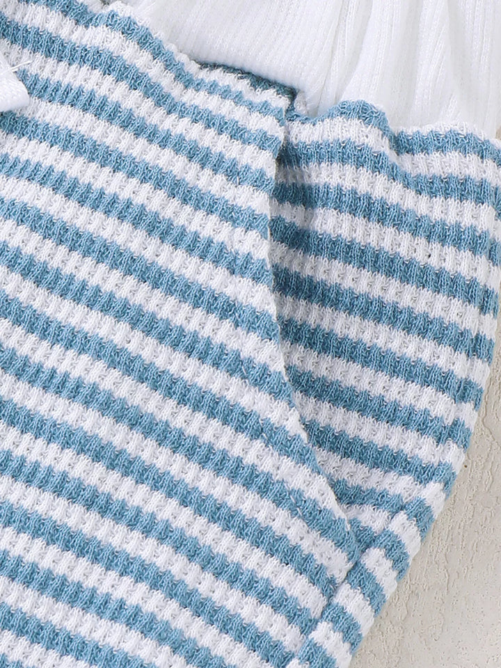 Children's Striped Letter Short Sleeve T-Shirt & Shorts Set