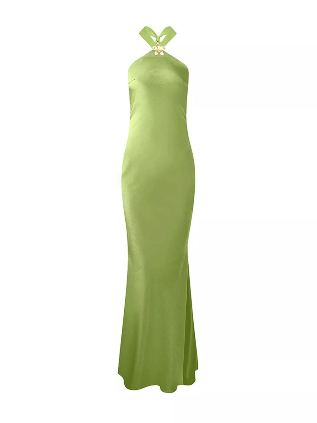Halter Neck Satin Maxi Dress