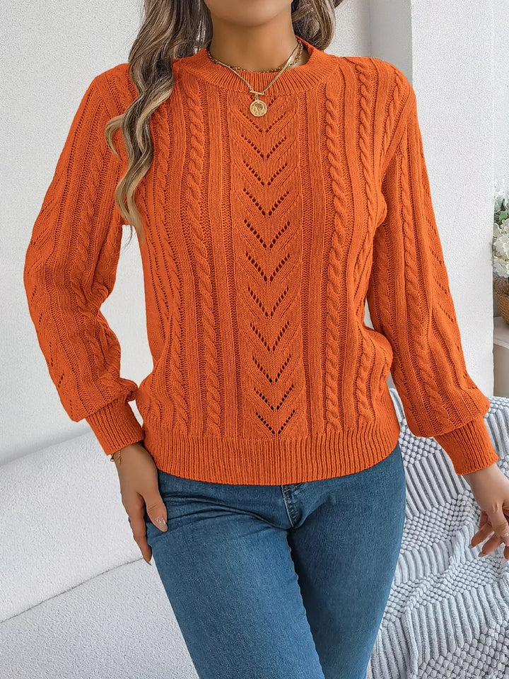 Cable-Knit Round Neck Sweater