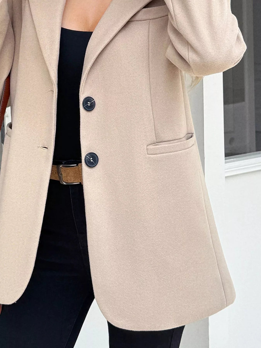 Lapel Collar Button Up Blazer