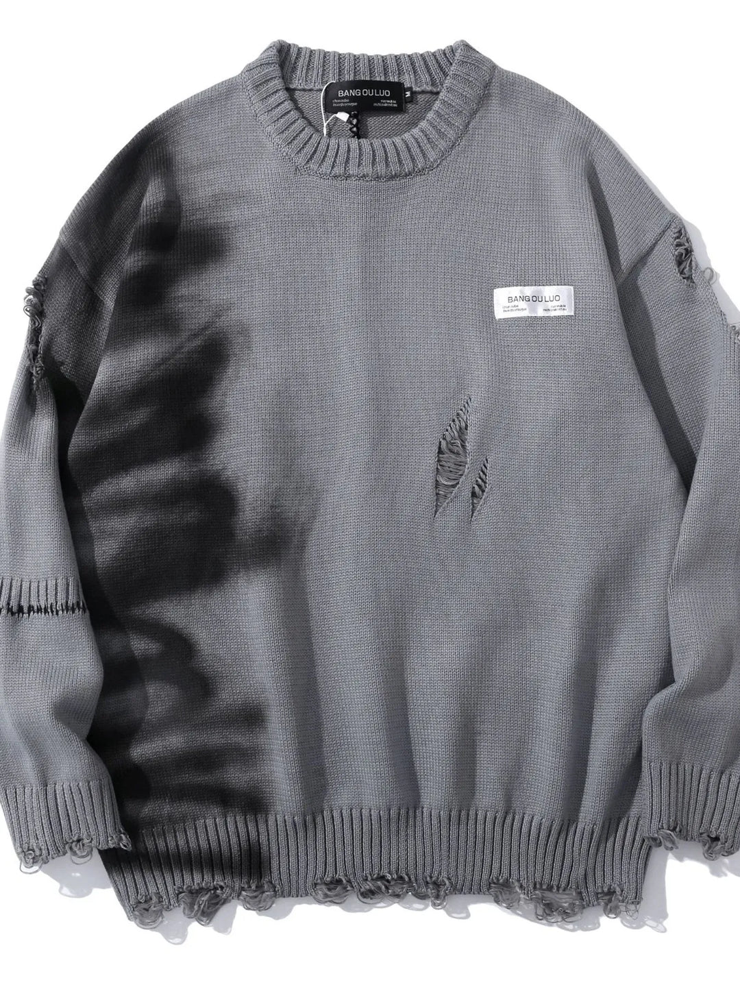 Men's Distressed Oversized Knit Sweater