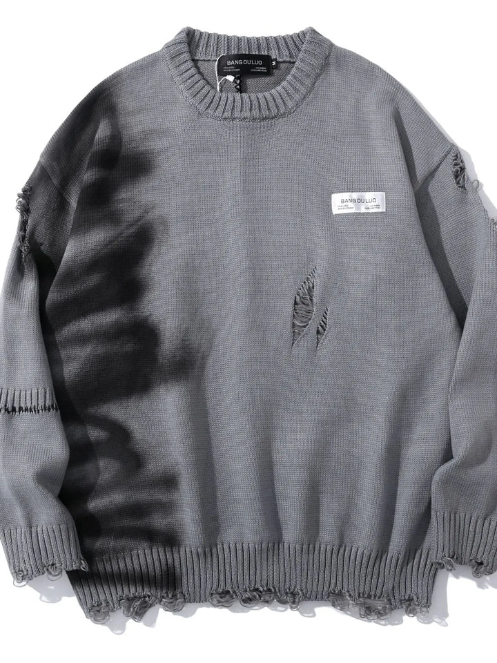 Men's Distressed Oversized Knit Sweater