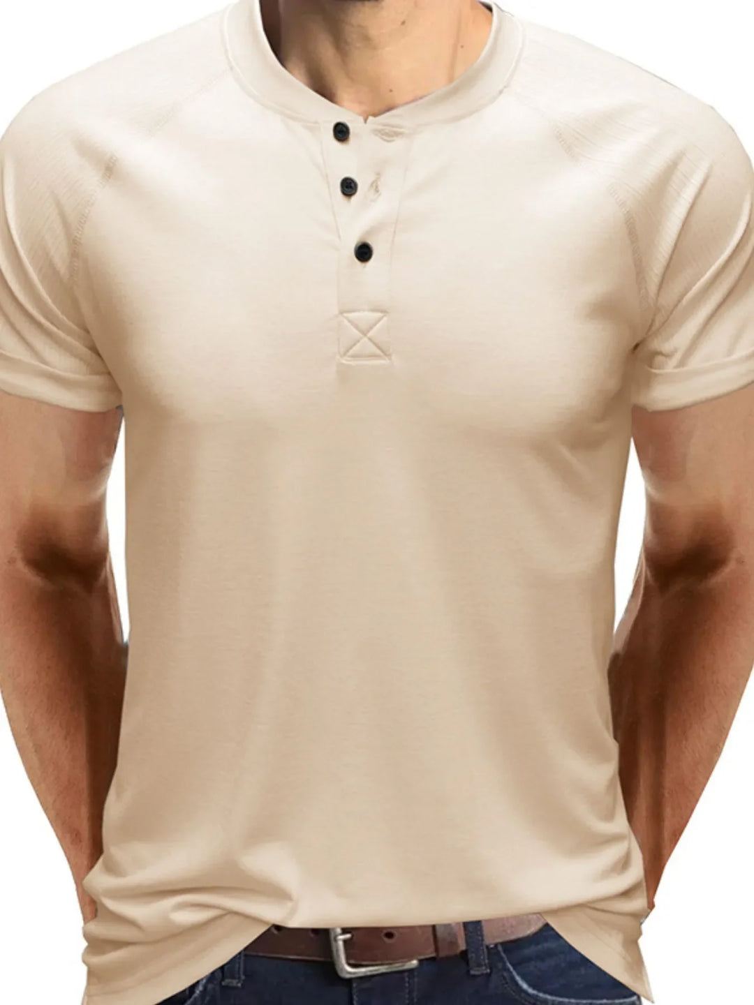 Men's Short Sleeve Henley Button Top