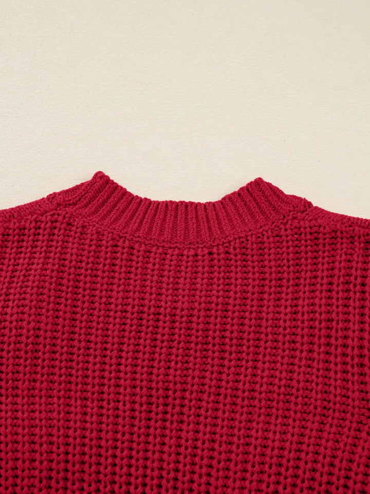 Plaid Lace Up Detail Christmas Holiday Puff Short Sleeve Sweater