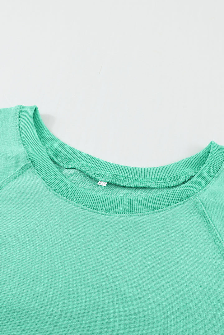 Sweat-shirt vert en coton mélangé French Terry