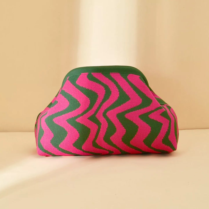 Portable Contrast Knit Clutch