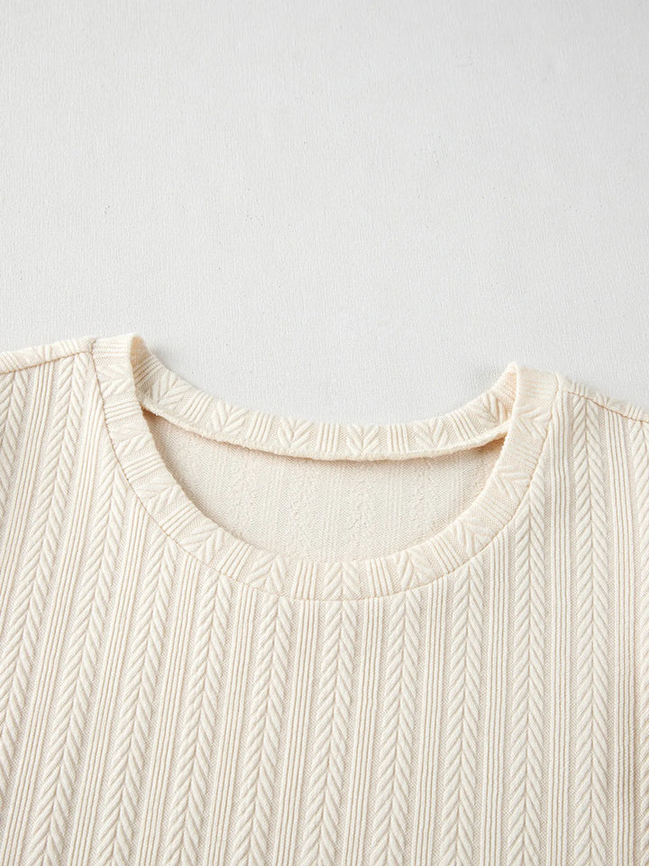 Polka Dot Mesh Puff Sleeve Textured Blouse