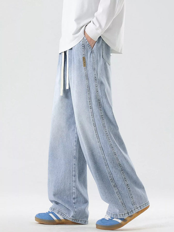 Men's Full Size Wash Wide Leg Jeans Plus Size