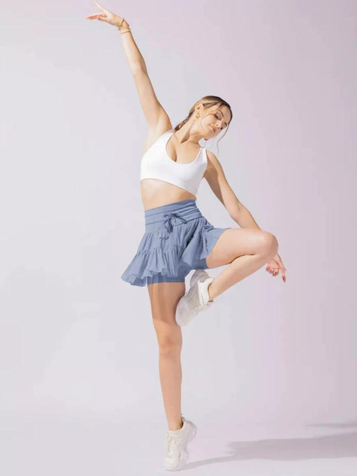 Tiered Skort with Drawstring