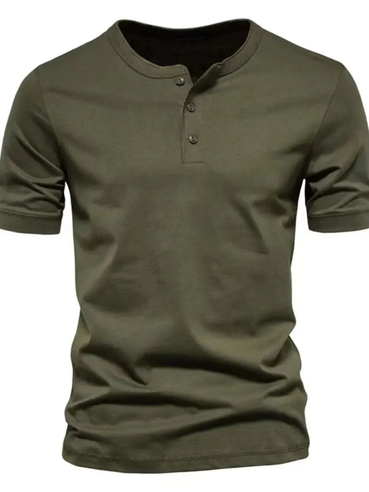 Men's Full Size Button Detail Short Sleeve Top Plus Size
