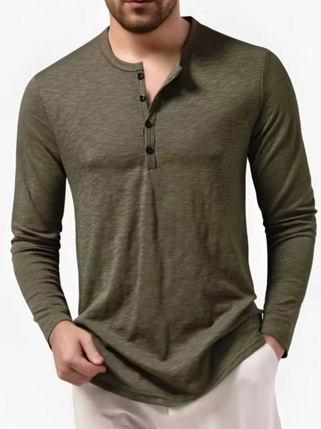 Men's Long Sleeve Henley T-Shirt