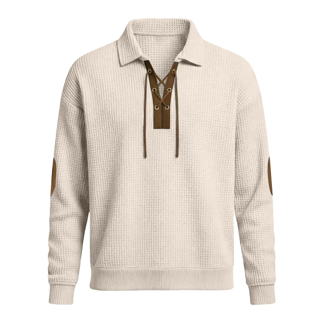 Mens Fashion Solid-Color Long-Sleeve Loose-Fit Sweatshirt