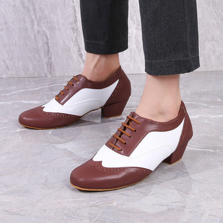 Leather Ballroom For Square Dancing And Latin Dancingsoft-soled Dance Shoes For Adults